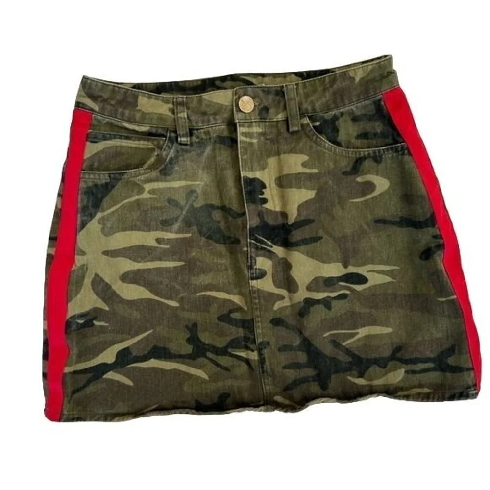 Forever 21 Camo Print Mini Denim Skirt - Small